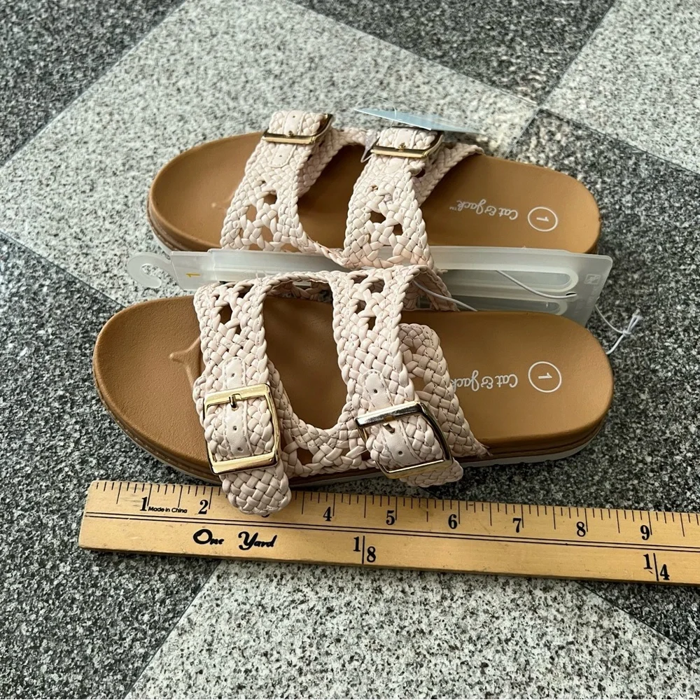 Cat & Jack Girl's Brooklyn Crochet Footbed Sandals- Blush Size 1